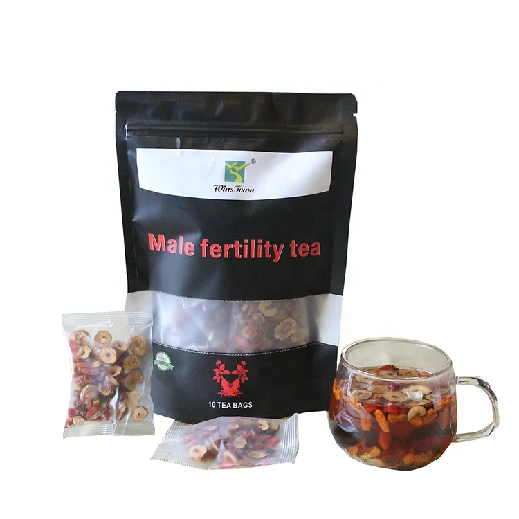 WinStown Male Fertility Tea pack, tea bags, and brewed tea